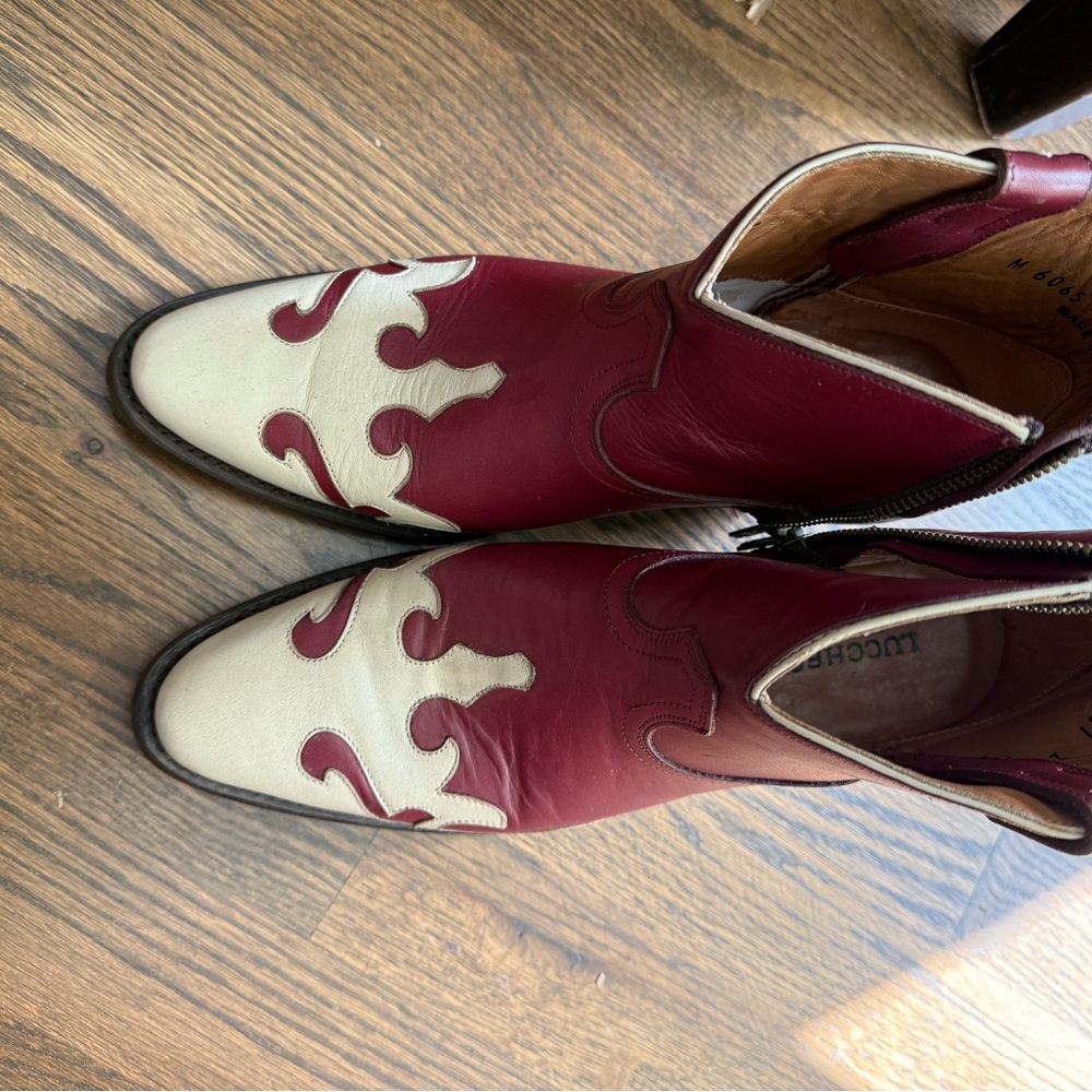 Lucchese Red and Cream Cowboy Boots